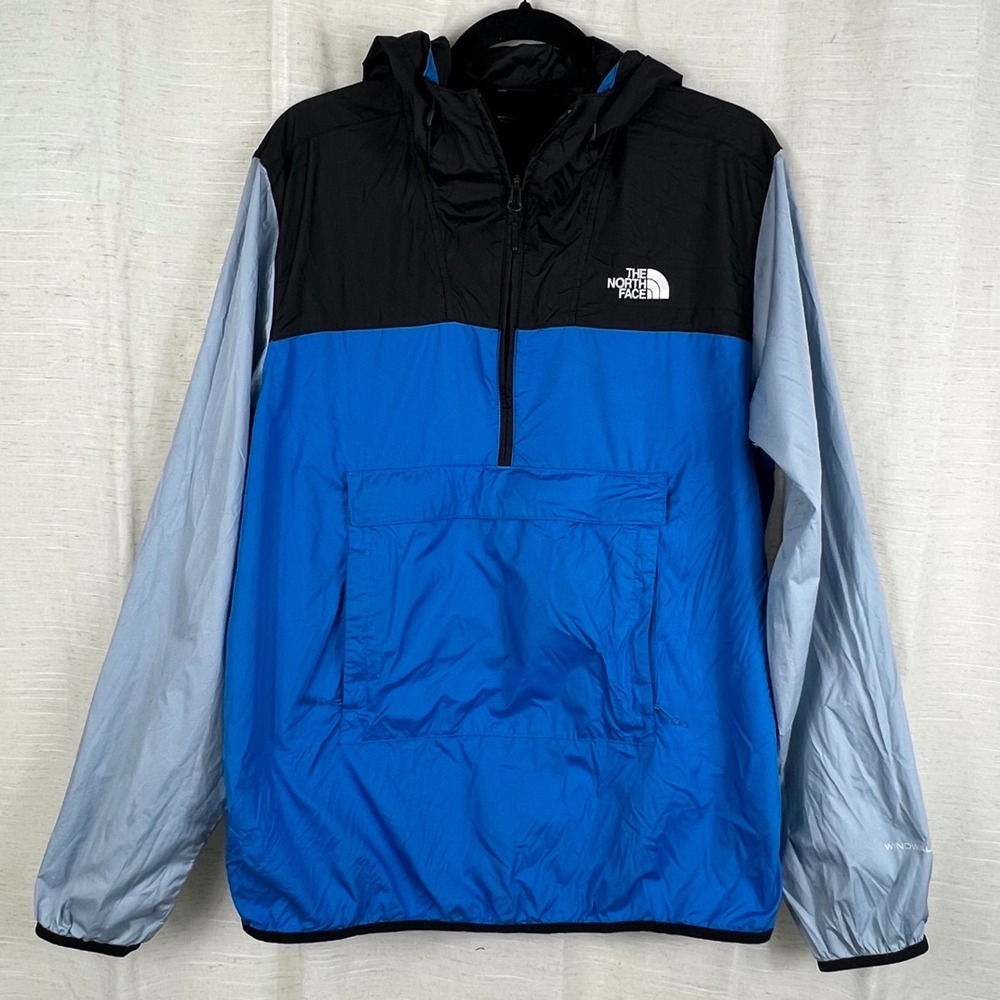 The North Face Windwall Anorak Pullover Jacket Blue Black Grey Mens Large